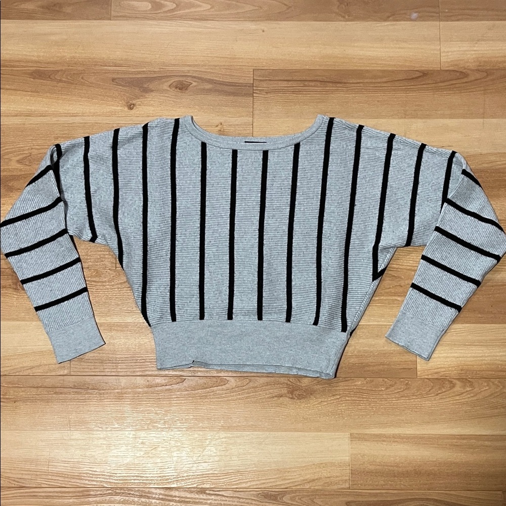 Express Gray and Black Ribbed Sweater
